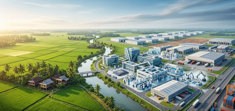 tons of industrial building crowded in an area